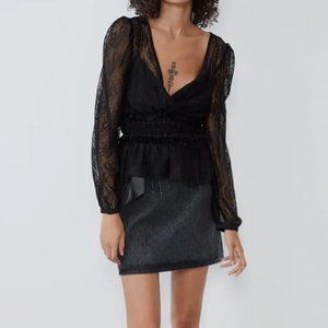 Zara LACE WRAP TOP TRF